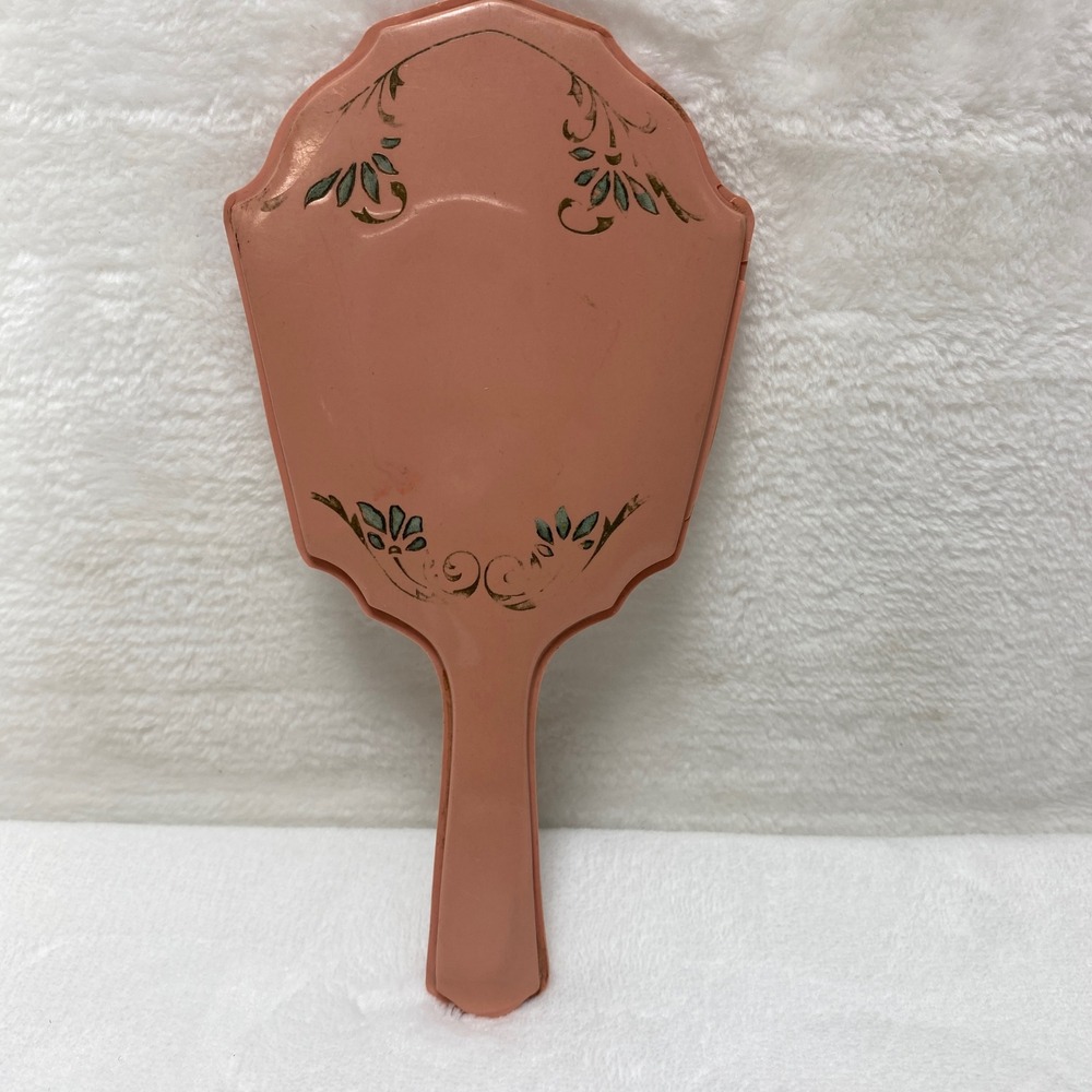 Vintage Bakelite? Celluloid? Handheld Mirror Retro Decorative Pink *READ*